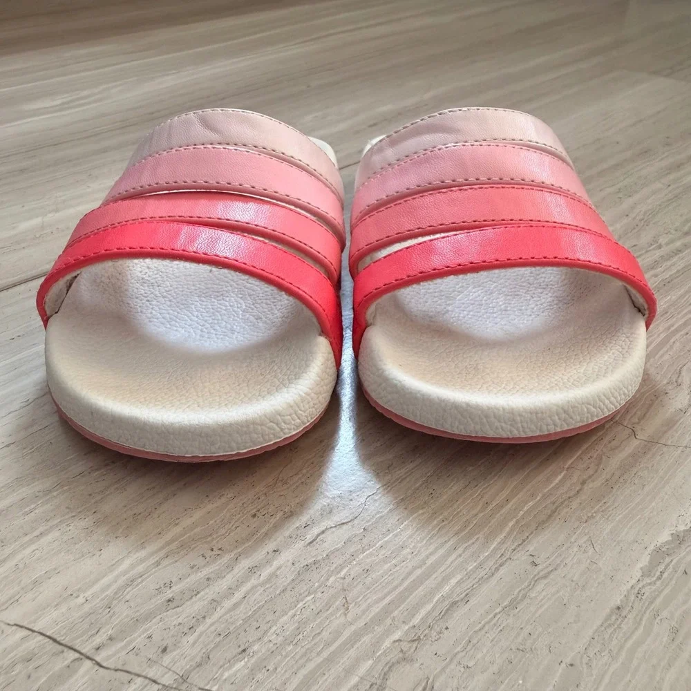 Janie and Jack Ombre Pool Slide Multi Strap Pink Red Beach Summer Vacation 9 EUC